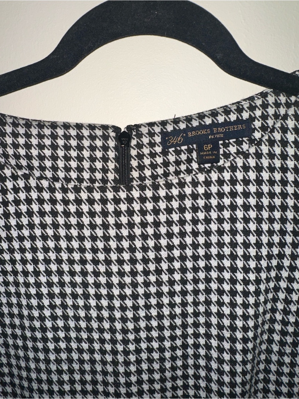 Brooks Brothers Black and White Houndstooth Short Sleeve Shirt Dress